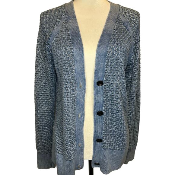 Rag & Bone Jean Kyra blue button front v neck cardigan sweater Size Small - Picture 1 of 8